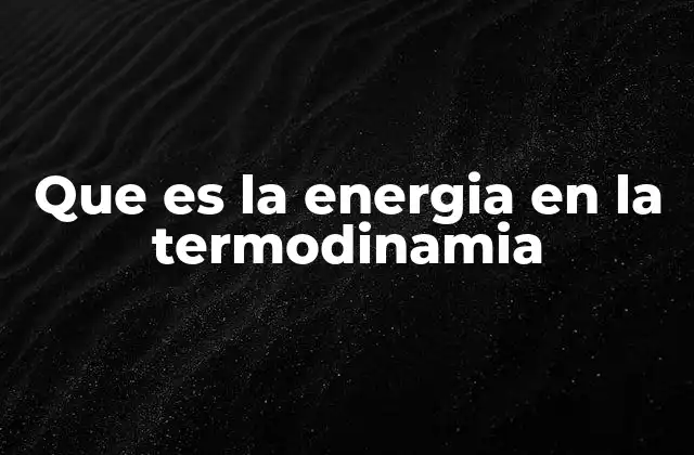 Que es la Energia en la Termodinamia