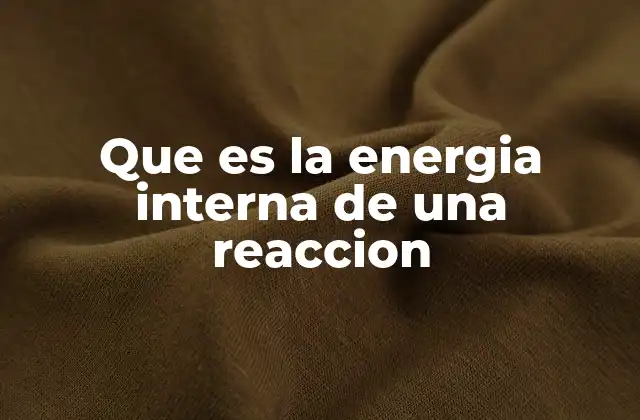 Que es la Energia Interna de una Reaccion