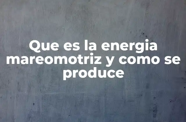 Que es la Energia Mareomotriz y como Se Produce