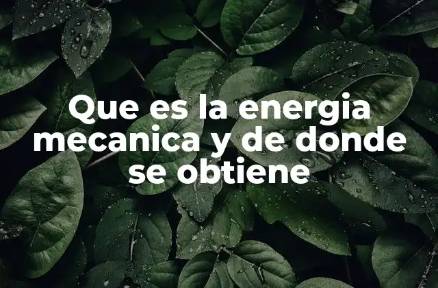 Que es la Energia Mecanica y de Donde Se Obtiene