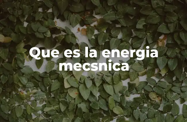 Que es la Energia Mecsnica