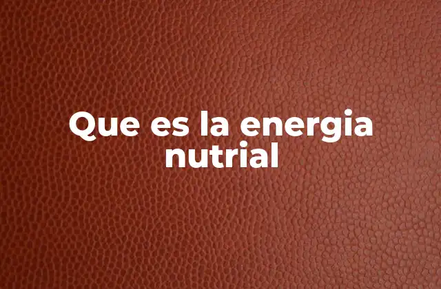 Que es la Energia Nutrial