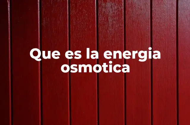 Que es la Energia Osmotica