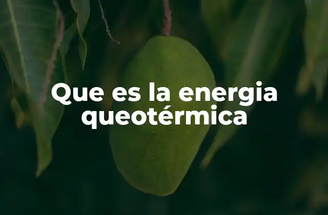 Que es la Energia Queotérmica