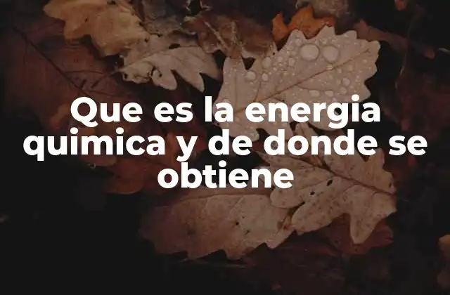 Que es la Energia Quimica y de Donde Se Obtiene