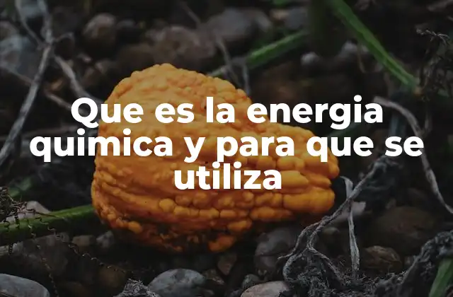 Que es la Energia Quimica y para que Se Utiliza
