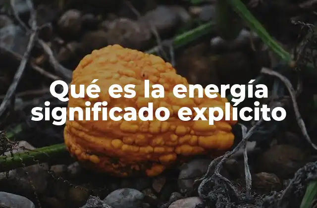 Qué es la Energía Significado Explícito