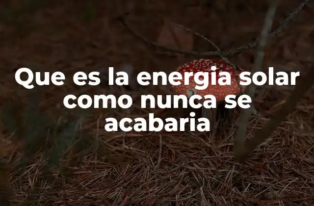 Que es la Energia Solar como Nunca Se Acabaria
