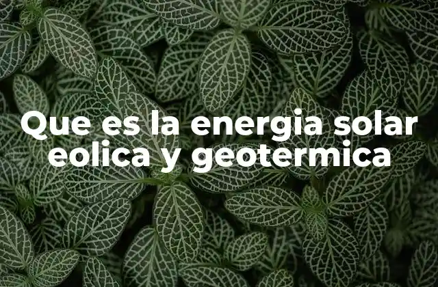 Que es la Energia Solar Eolica y Geotermica