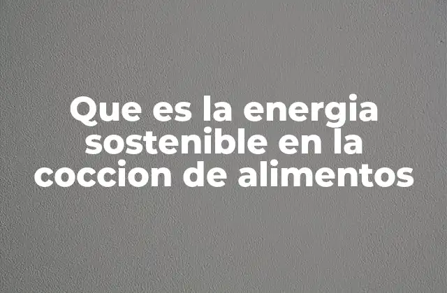 Que es la Energia Sostenible en la Coccion de Alimentos