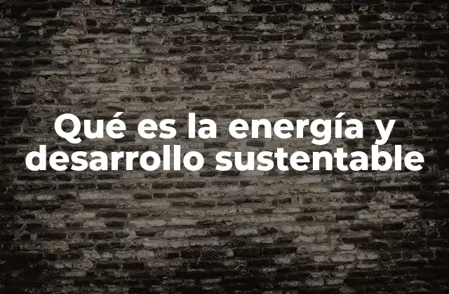 Qué es la Energía y Desarrollo Sustentable