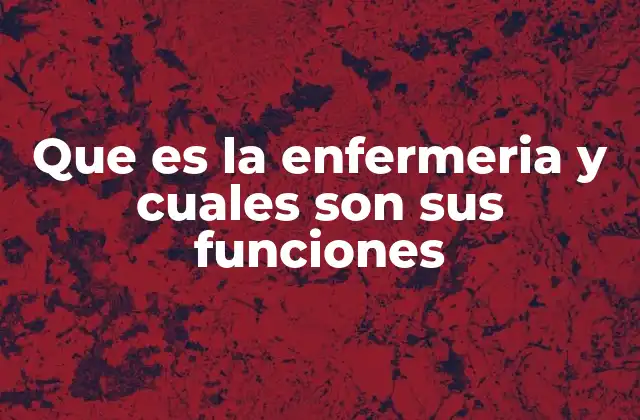 Que es la Enfermeria y Cuales Son Sus Funciones