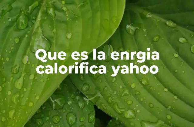 Que es la Enrgia Calorifica Yahoo