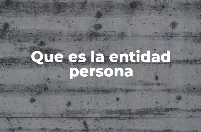 Que es la Entidad Persona