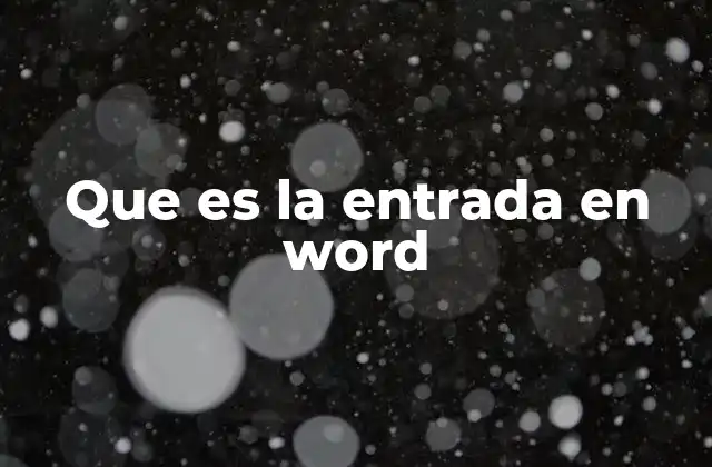Que es la Entrada en Word