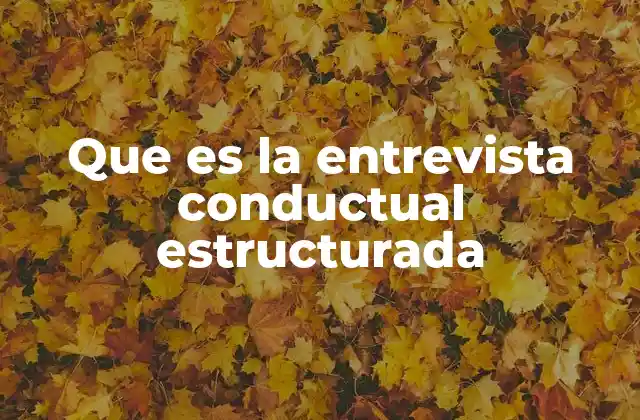 Que es la Entrevista Conductual Estructurada