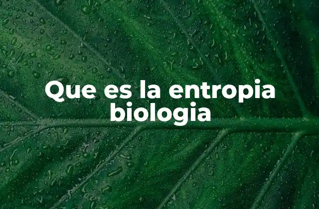 Que es la Entropia Biologia