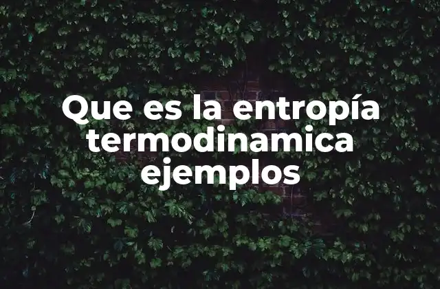 Que es la Entropía Termodinamica Ejemplos
