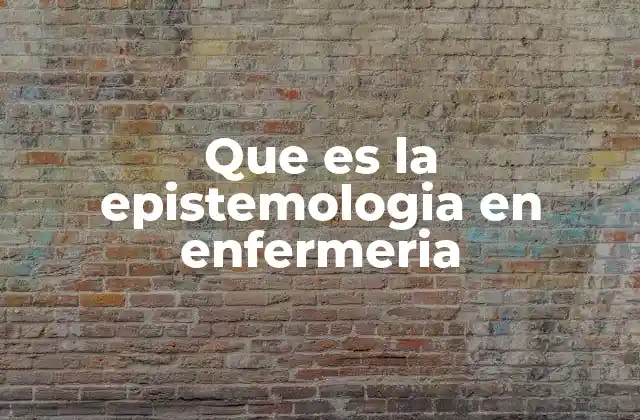 Que es la Epistemologia en Enfermeria