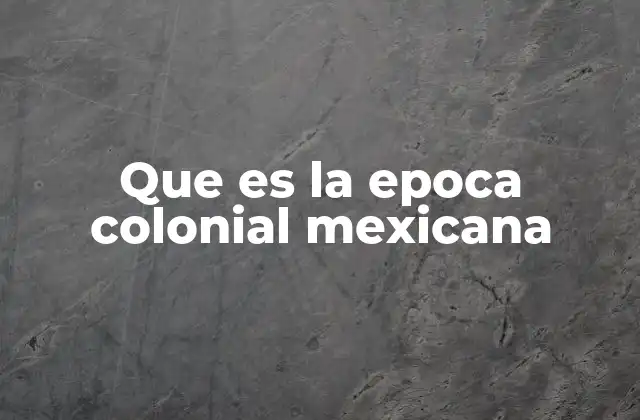 Que es la Epoca Colonial Mexicana