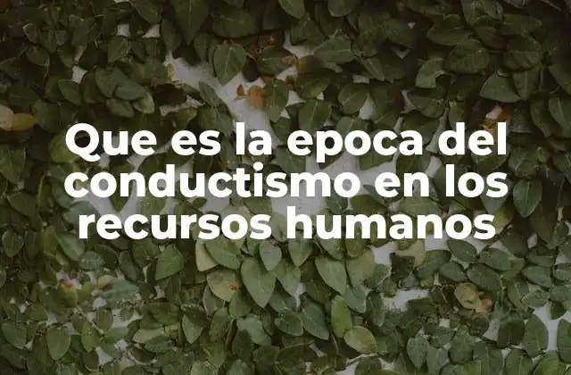 Que es la Epoca Del Conductismo en los Recursos Humanos