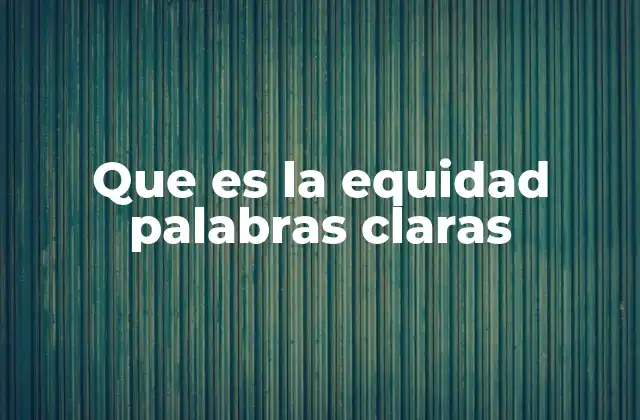 Que es la Equidad Palabras Claras