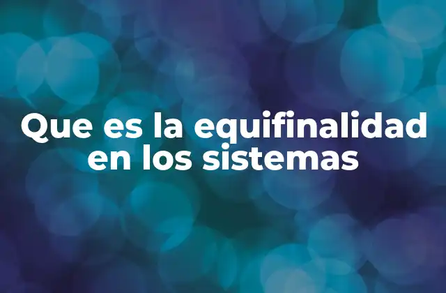 El concepto de equifinalidad en sistemas complejos