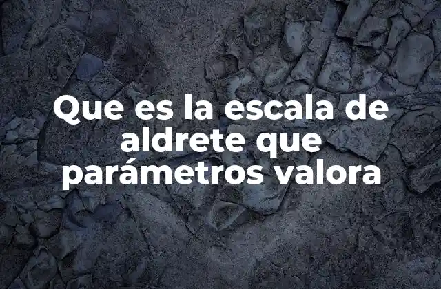 Que es la Escala de Aldrete que Parámetros Valora