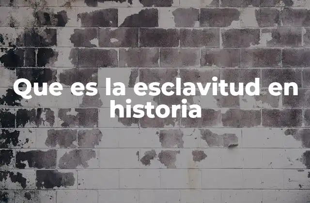 Que es la Esclavitud en Historia