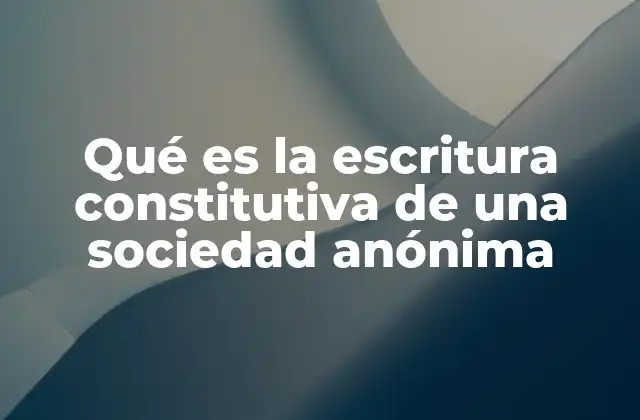 Qué es la Escritura Constitutiva de una Sociedad Anónima