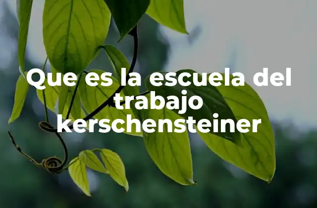 Que es la Escuela Del Trabajo Kerschensteiner