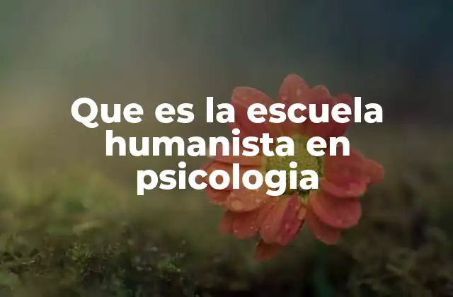 Que es la Escuela Humanista en Psicologia