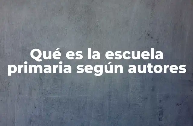 Qué es la Escuela Primaria según Autores 2 El rol de la escuela primaria en el desarrollo del individuo