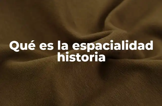 Qué es la Espacialidad Historia