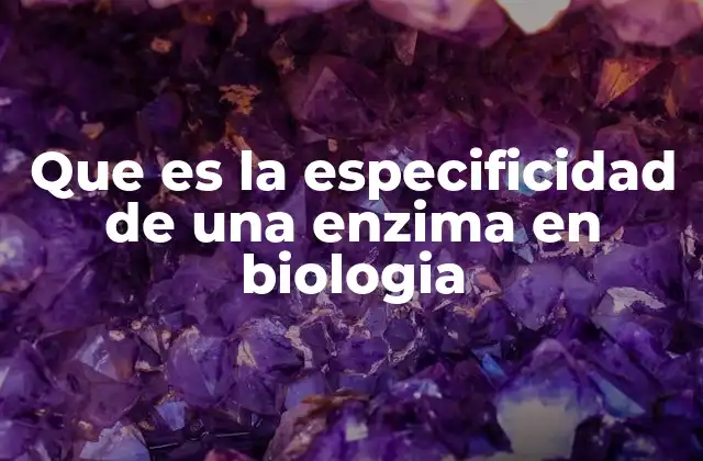 Que es la Especificidad de una Enzima en Biologia