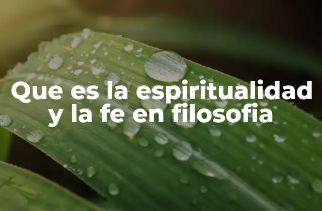 Que es la Espiritualidad y la Fe en Filosofia