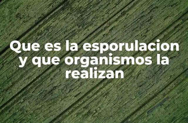 Que es la Esporulacion y que Organismos la Realizan
