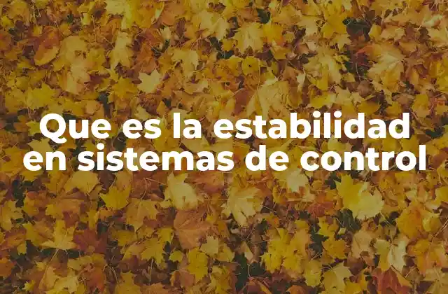 Que es la Estabilidad en Sistemas de Control