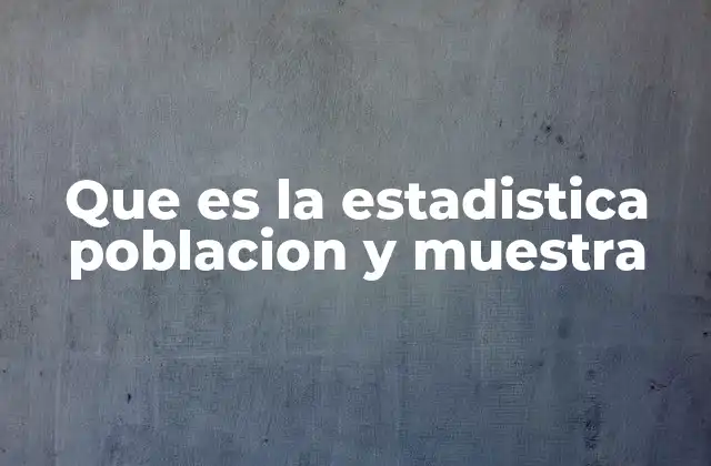 Que es la Estadistica Poblacion y Muestra