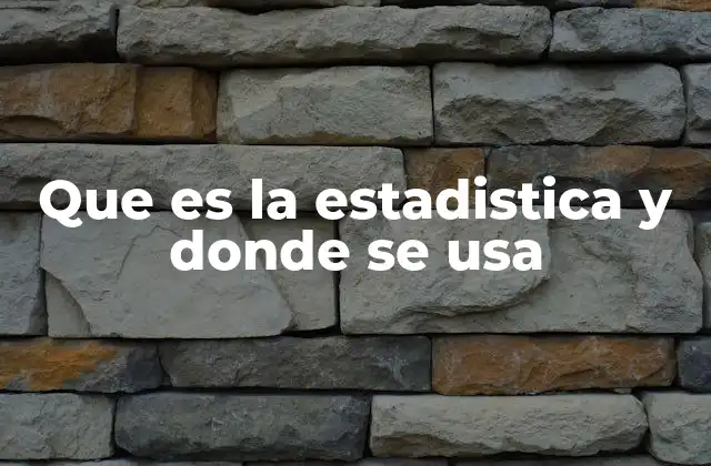 Que es la Estadistica y Donde Se Usa