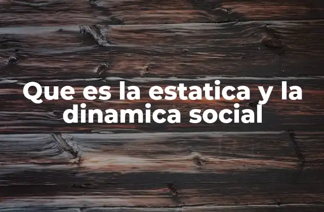 Que es la Estatica y la Dinamica Social