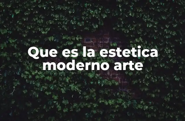 Que es la Estetica Moderno Arte