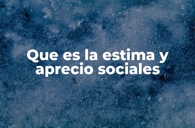 Que es la Estima y Aprecio Sociales