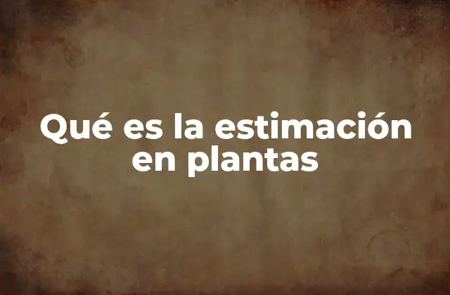 Qué es la Estimación en Plantas