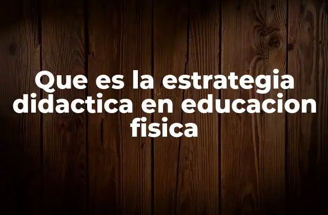 Que es la Estrategia Didactica en Educacion Fisica