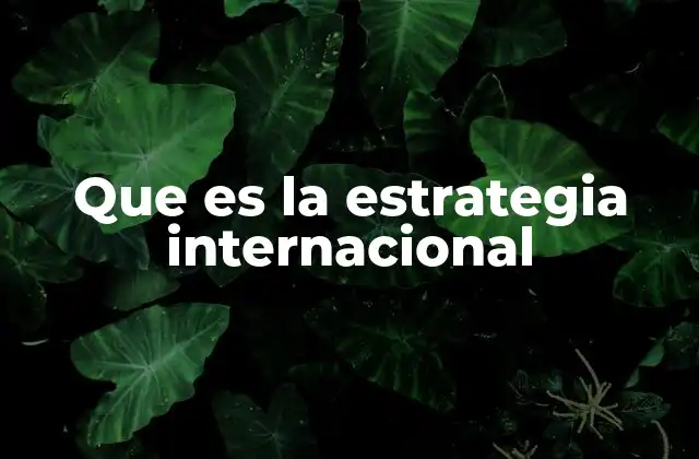 Que es la Estrategia Internacional
