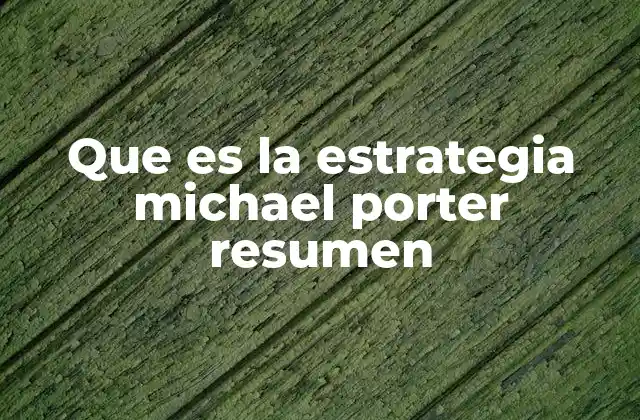 Que es la Estrategia Michael Porter Resumen