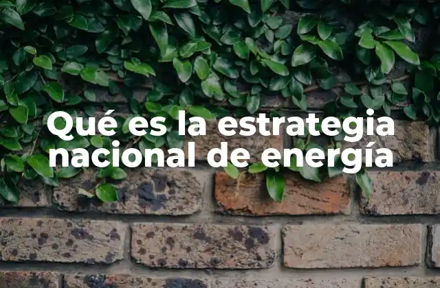 Qué es la Estrategia Nacional de Energía