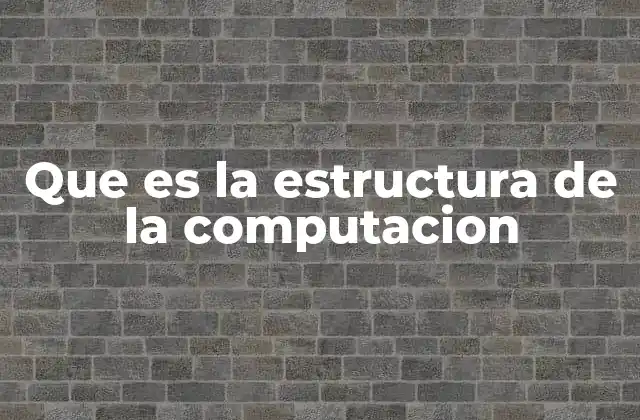 Que es la Estructura de la Computacion