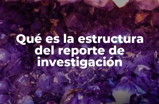 Qué es la Estructura Del Reporte de Investigación